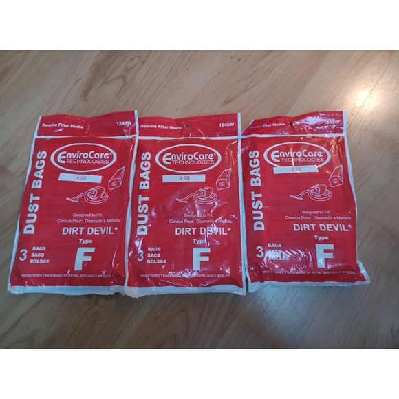 Dirt Devil F Vacuum Bags 3 3pks (9 total) Brand New Generic by EnviroCare 124SW - Picture 1 of 2